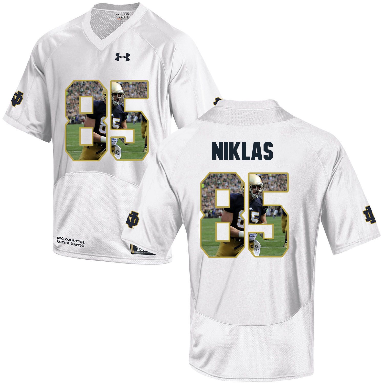 Men Norte Dame Fighting Irish 85 Niklas White Fashion Edition Customized NCAA Jerseys